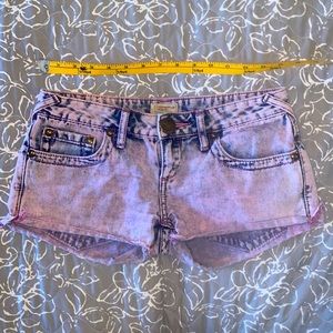 Free People Pink Acid-Washed Denim Shorts